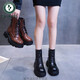 Woodpecker British style thick-soled Martin boots for women in spring and autumn 2024 new style of inner height-enhancing Chelsea short boots designer women's shoes black 39