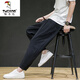 
Woodpecker (TUCANO) linen pants for men summer cotton linen thin loose wide-leg pants cotton linen Harun casual pants for men simple cropped pants dark gray L