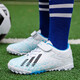 Tangcun football shoes for children tf broken nails Velcro for boys and girls professional primary school students training special size children's sneakers 6199 Bailan Velcro 37 standard sports shoes size
