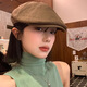 槿城美式复古辣妹棉麻前进帽女夏季薄款文艺百搭街头显脸小贝雷帽子潮 咖色BL0829 均码 M（56-58cm）