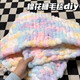 Dixing blanket weaving diy handmade thick ice line material package hook cushion marshmallow finger gradient winter blanket warm marshmallow material package + tutorial 1.3 meters 8 groups can make 1.3*1.2 meters blanket