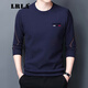LRLA high-end long-sleeved T-shirt men's slim fit autumn and winter new business casual plus velvet thickened round neck sweatshirt bottoming shirt trendy burgundy XL 175 recommended 135-150Jin Jin equals 0.5 kg