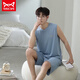 Catman MIIOW vest pajamas men's modal spring and summer round neck sleeveless shorts home clothes loose plus size set two-piece set NJR-12026 [Men's suit] L [Suggested 100-140Jin [Jin equals 0.5 kg]]