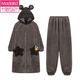 
Modal couple coral velvet autumn and winter pajamas for women long nightgown with velvet thickened men's flannel home clothing set 6624 M women
