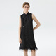Fan Silan New China-style modified cheongsam dress for women's winter new year stand-up collar button feather A-line skirt 14697 black S