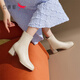 Red dragonfly short boots for women thick heel medium heel plus velvet to keep warm winter winter boots brand ankle boots women's boots 2024 winter off-white heel height 5.3cm 40