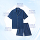 Langsha pajamas men's summer thin ice silk cool emulation silk lapel cardigan suit short style for men's home clothes