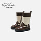 Shachi Kinderschuhe Mädchen Lederstiefel 24 Herbst neue High Tube Martin Boots Medium große Kinder Mädchen Lange Stiefel Kinderstiefel Schwarze Größe 31 innere Länge etwa 20 cm