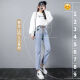 Run Yilan Moon Manga Small Lettle Jeans Elastic Ways Wayist Spring Style 2023 Nuevo pantalones de cintura alta y estiramiento Pantalones delgados Propósito delgado 9928 Azul Grey S Recomendado 85-95Jin [Jin equivale a 0.5 kg]