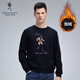 Dances with Wolves Velvet Sweatshirt Men's Autumn and Winter National Fashion Pattern Versatile Thick Sweatshirt Men's Top Black Velvet M