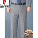 Pier Cardin wool trousers for men in autumn and winter, middle-aged loose straight men's pants business casual trousers daddy casual trousers Z6621 medium gray stripes [wool] 34 [2 feet 7 waist]