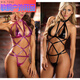 FMSERUIOS European and American PU three-point sexy bikini suit lace-up bra underwear swimsuit waterproof lingerie women S-XXXL green transparent belt T-pants + bra