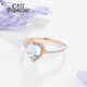 CAJJ Francois 1 carat aquamarine heart-shaped ring for women, natural colored gemstone jewelry, 18k gold inlaid with gemstones, couple proposal, size 14