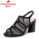 Fugui Bird Brand Chaussures pour femmes avec des sandales en mailles en strass vides pour les femmes 2025 Nouvelle jupe d'été avec talon épais bouche de poisson haut talons noirs 37