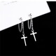 Hai Yiduo personalized cross earrings, handsome hip-hop earrings, cool style, high-end couple pendant earrings, social punk ear clips, cross chain, pair of earrings