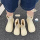 Thin Strips (Xixitiao) modische lässige Eltern-Kind-Wasserstiefel Vier Jahreszeiten Universal INS Trendy Creative Water of Waservoy String-Krawattenstiefel für Frauen Milch gelbe Einzelschicht [kreatives wasserdichtes Spleißen] 40-41