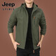 Jeep (JEEP) outdoor men's jacket autumn and winter 24 new middle-aged men's autumn clothes top plus velvet jacket men's spring and autumn thick plus velvet 9898 military green style XL