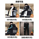 Buxi Kaiden College Student Plus Fleece Jacket Men Thickened Jacket Men Spring and Autumn and Winter Teen Handsome 2024 New Fashion Men's Clothing [Set] 6692 Black Gray + Pants Plus Fleece Thickened 2XL 135-150Jin [Jin equals 0.5 kg]