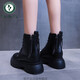 Woodpecker British style thick-soled Martin boots for women in spring and autumn 2024 new style of inner height-enhancing Chelsea short boots designer women's shoes black 39