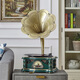 Los Bella gramophone high-end retro vinyl large speaker record player living room European ornaments Bluetooth audio Chinese tea room home home speaker radio American old-fashioned record player walnut wood standard plug-in power supply