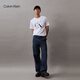 Calvin Klein Jeans夏季男士休闲通勤经典字母印花ck纯棉短袖T恤40KC829 YAA-月光白 2XL
