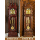 Yunhao floor clock solid wood hand-carved retro simple European mechanical movement clock new Chinese style living room watch time chime auspicious chestnut color 14 inches