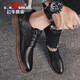 Chaussures pour hommes de famille de taureaux Chaussures en cuir décontractées British Style Men's Business Formel Shoes Black Lace Chaussures Men's Black 42