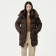 Tambor Down Jacket Women's Medium Long Removable Hood Loose Warm Versatile Jacket 530558V Chocolate 165