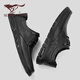 Shoes de cuero casual de siete lobo zapatos para hombres Summer NUEVO estilo Avalte Bollow Bollow Sode Mesh Mesh Caza sin deslizamiento Ligeros Ligeros zapatos casuales Men's Black [Tamaño de zapato de cuero estándar] 41