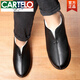 CARTELO old Beijing cloth shoes men cotton shoes for the elderly in winter plus velvet leather warm middle-aged and elderly old man dad leather shoes men's shoes M9765 [Black] thickened wool 43