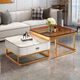 
Spring pastoral Internet celebrity rock slab tea table table living room household Nordic light luxury modern square combination glass small apartment simple tea 70 gray glass + 60 white rock slab (black rack gray pump [delivery to home]