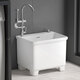 Moen (MOEN) balcony washing mop pool ceramic with faucet hole integrated high foot household bathroom mop pool floor basin trough large 13751X35 console + seating universal single cooling