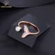 YIZUN. CHOMEL 999 pure silver mermaid tail ring for women ins sweet pearl index finger ring niche design shell ring gift 999 pure silver-fish tail ring-gold