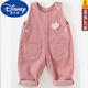 Disney baby overalls autumn and winter plus velvet infant jumpsuit 0 to 3 years old children's casual cute baby corduroy pants khaki (spring and autumn) 90