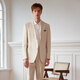 Guillaume de Mons Aojia casual suit men's linen off-white business suit jacket handsome single suit top 2024 spring and summer off-white two-piece set top + trousers 48
