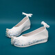 Zhenxi Hanfu -Schuhe für Frauen im Frühling und Herbst Alte Style Sticked Schuhe Stoff Schuhe Quasten Quasten HAISE ZAS UND ERHERGTE BUGSHOUS HAN -Element Performance Schuhe Welle weiß - erhöht ca. 4 cm 36 36