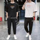 VACK summer short-sleeved T-shirt suit men's cool fashion summer casual men's sports men's suit summer clothes 719 gray L (115-130Jin[Jin equals 0.5 kg])