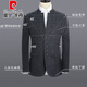 Pierre Cardin high-end woolen suit suit for men 2025 autumn new suit middle-aged stand-up collar tunic suit two-piece suit for men standard version XL recommended 130-145 Jin Jin equals 0.5 kg