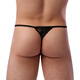 CLEVER-MENMODE men's thong lace tie underwear high-cut thin sexy see-through underwear T-pants 1 pair black L (see detailed description for details)