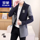 ROMON mid-length windbreaker for men spring and autumn 2026 new spliced ​​casual jacket Korean style trendy slim fit handsome black 209 spliced ​​mid-length 2XL