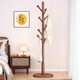 Fan Lilin solid wood coat rack floor-standing household clothes hanger living room bedroom hanging clothes rod vertical simple shelf log thick disc style walnut color (ball hook)