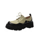 XMXE Brand Fashion Slaafers Damen 2025 Herbst Neue Mode dick-löst dick-löst-verstärkte Lederschuhe farbblockierende vielseitige Single-Schuhe für Frauen Grün 35