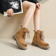 
Plain Martin Boots Women's Short Boots Brown Spring 2025 New Retro Work Suit Western British Style Thick Sole Heightening Denim Boots Martin Boots Women [7-hole Brown Zipper Style] 36