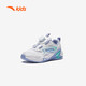Anta-Kinder-Turnschuhe Mädchenschuhe 2024 Herbst und Winter Trendy Mesh Leder Knopf und Samt-Baumwollschuhe [Kindernahrungsmittel] Weiß/Fliederblau/Blau 9904-2 Größe 33