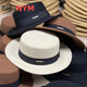 NY-NYM French gold label small brim flat top hat women's autumn and winter fashion woolen hat British retro all-match jazz hat white