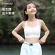 ubras开学季无尺码撞色交叉肩带美背运动文胸少女背心 米白PLUS