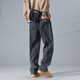 Dingfengbaoluo American washed jeans straight spring and summer trendy brand large size loose wide leg pants men DS61 black 4XL