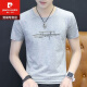 皮尔卡丹（pierre cardin）t恤男士短袖2024新款男装冰丝上衣服夏装体恤衫纯棉半袖t血圆领 Q655粉色 L 110-125斤
