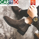 卡帝乐鳄鱼（CARTELO）翻毛切尔西靴男真皮复古一脚蹬短靴子秋季磨砂休闲马丁靴男潮 咖啡棕色 43