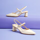 Belle pointed sandals for women's shopping malls, same genuine leather elegant and fresh bag-toe sandals BM733BH3 beige 36 (230mm)